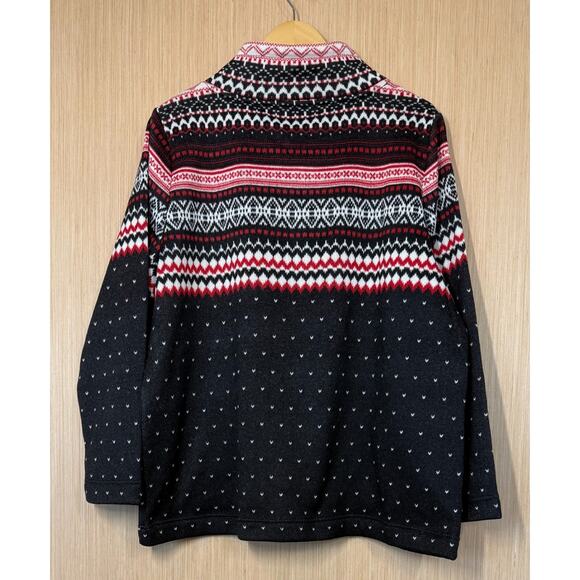 Talbots Nordic Fair Isle Mock Neck Pullover Fleece Sweater Womens Size 2X Black - Picture 4 of 10